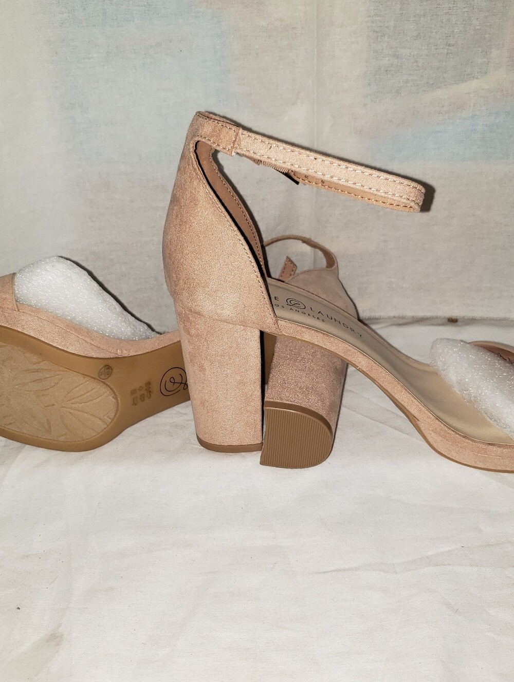 Chinese Laundry Teri Sandal Dark Nude Faux Suede Block Heel Size 11 W Wide